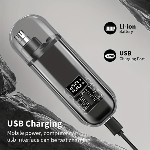Professionell USB Uppladdningsbar Näshårstrimmer för Män och Kvinnor med Digital Display, Dubbeleggat Blad, Lång Batteritid CS