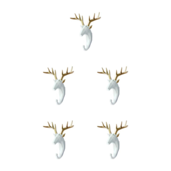 1/2/3/5 Vahva ja kestävä eläinpään avaimenkoukku yksinkertaiseen valkokultaan (peura) White gold (deer) 5 Sets