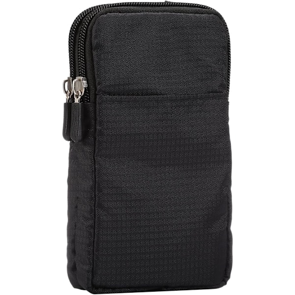 Mobiltelefon midjeväska, crossbody mobiltelefonväska, utomhus rese nylon axelväska, med bältesögla karbinhake svart black 10*18*3.5 CM