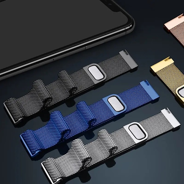 Magnetisk løkke for Amazfit GTS/4/2/2e/GTS2 Mini/3/GTR 4/3/2/47mm 20mm 22mm Metallnett Smartwatch Mesh Amazfit Bip 5 Rem Blå Blue 20mm