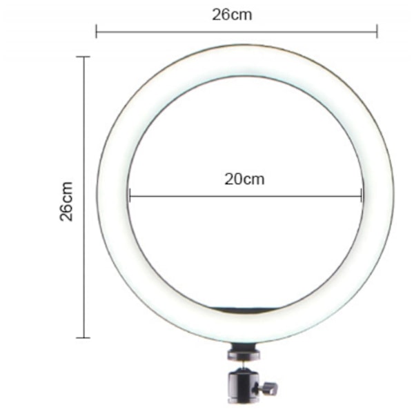 26cm LED-ringljus sminkringljus för video, studio, smink, dimbar 3 ljuslägen, lätt att bära och installera