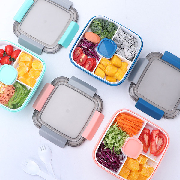 Stapelbar lunchsalladbehållare, 3 fack 50 oz Bento