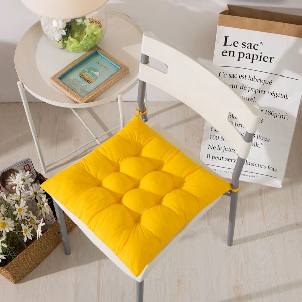 stk myke stolputer, stolputer med bånd, stolputer spisestue for hage uteplass kjøkken spisestue (40x40cm)[qb] Light yellow