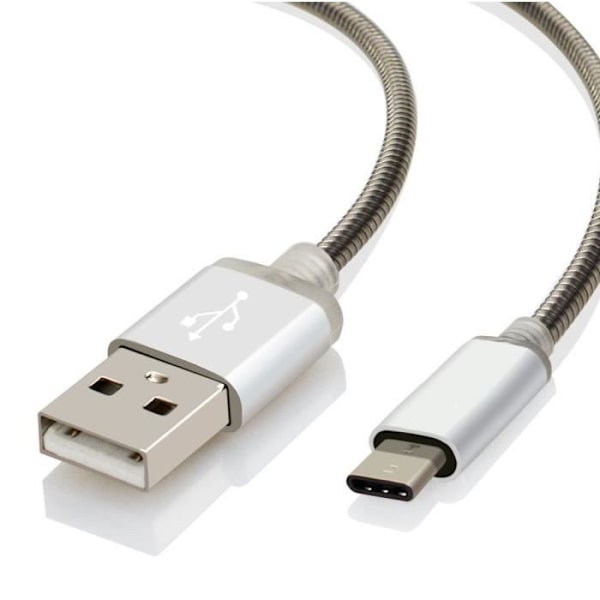 USB Type C-kabel, 2-pak, 1M - Sølv metal