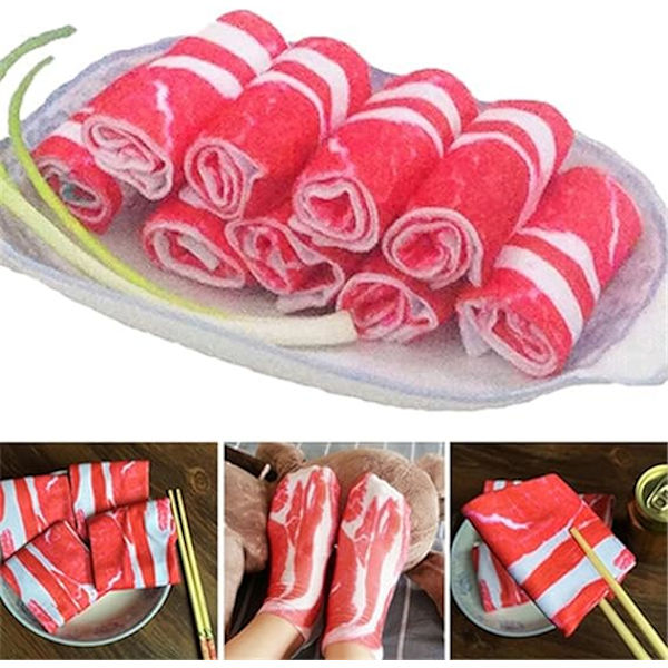 3D digitaltryckta köttsockor 4 par nötkött fläsk korta strumpor roliga