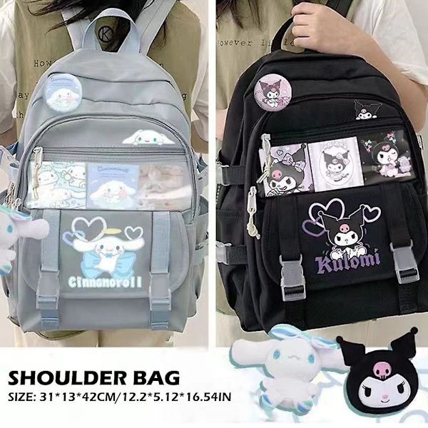 Cinnamoroll-koululaukku, lastenlaukku, naisten koululaukku, tyttöoppilaille, korealainen lastenreppu Black