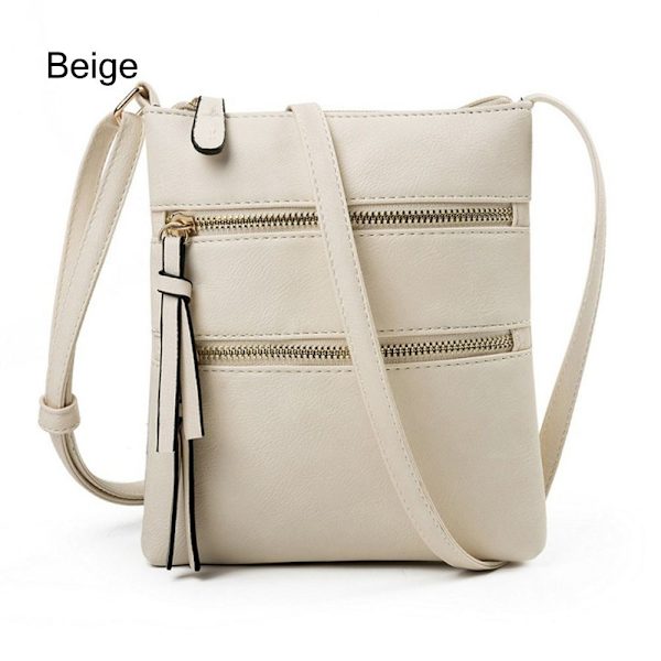 Naisten olkalaukku vetoketjulla BEIGE Beige