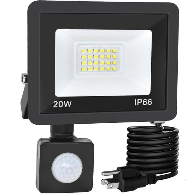 Utomhus rörelsesensor strålkastare 20W plugin LED säkerhetslampa IP66 vattentät 6000K Superljus