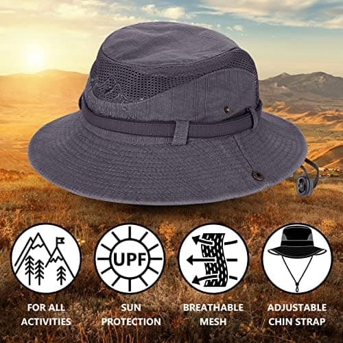 Solhatt UV-beskyttelse Bøttehatt Sommerhatter (grå)
