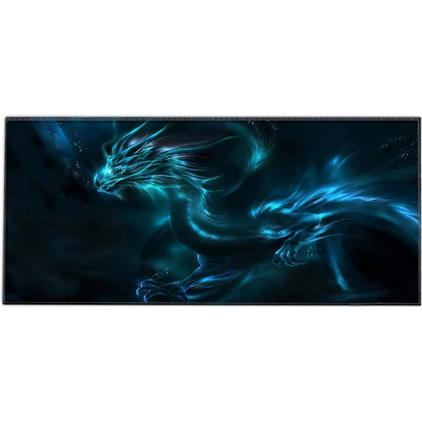 Musemåtte Størrelse XX Stor 900 x 400 mm, Musemåtte Design: Drage, Musemåtte til Kontor og Gaming, Musemåtte Skridsikker Gummibase, Skrivebordsunderlag XXL