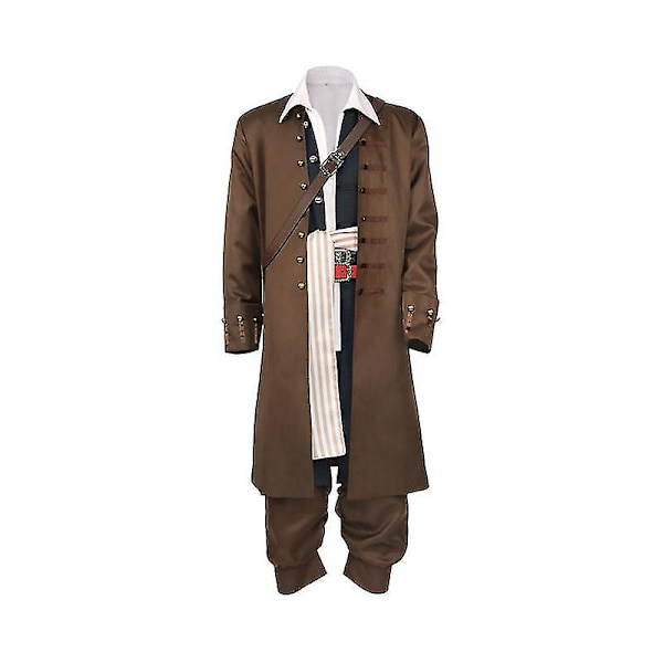Cosdaddy Captain Jack Sparrow Cosplay Kostym Rock Kläder Vuxen Hatt Peruk Dräkter Halloween Karneval Kostym S S T2