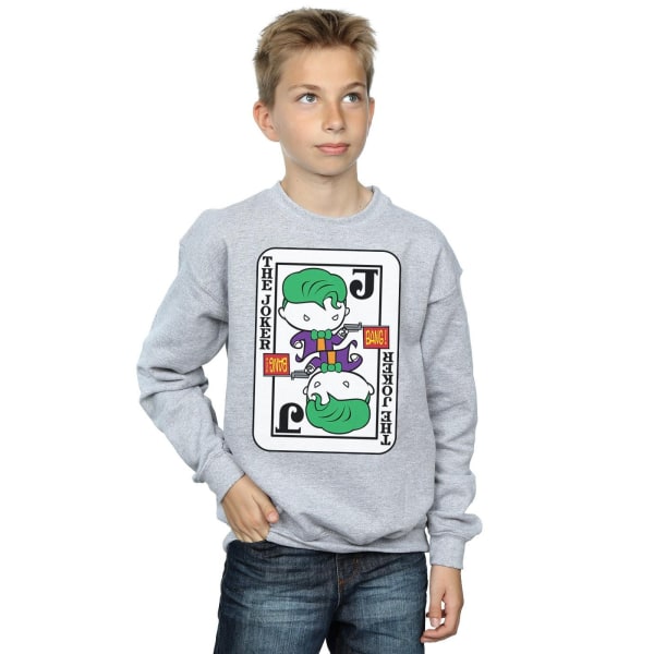 DC Comics Boys Chibi Joker Playing Card Sweatshirt 7-8 Years Sp Sports Grey Sports Grey 7-8 Years