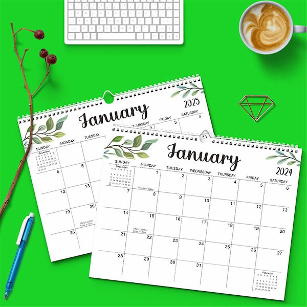 Kalender 2024-25 - 14,5x11,4 tum 2024 Väggkalender Giltig Till Juni 2025 - Enkel Planering Med 2024-Kalendern