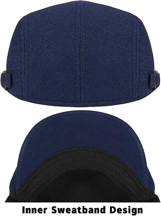Blå beret for menn, justerbar flat retro Lvy-hatt