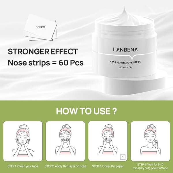 Nesevoks Pore Strips - Fjern hudormer fra ansikt og nese, 30g