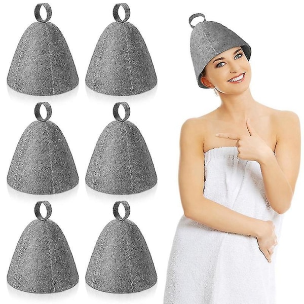 6 kpl saunalakkia huopa kylpylakki pään suojaus imukykyinen hattu saunaan suihkuun kylpyammeeseen höyrysaunaan A