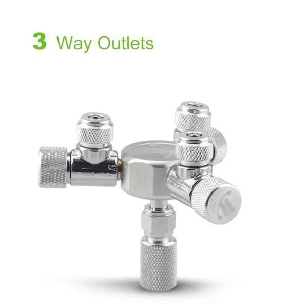 Akvarium CO2-splitterregulator med delt nåletrimmeventil for CO2-regulator med 3-veis utløp