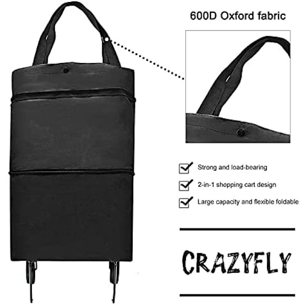 Foldbar trolleytaske, justerbar størrelse, bærbar, blå