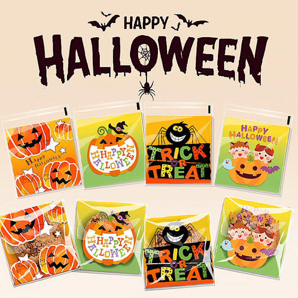 100 stk Halloween slikposer gaveposer kager snacks plast A3