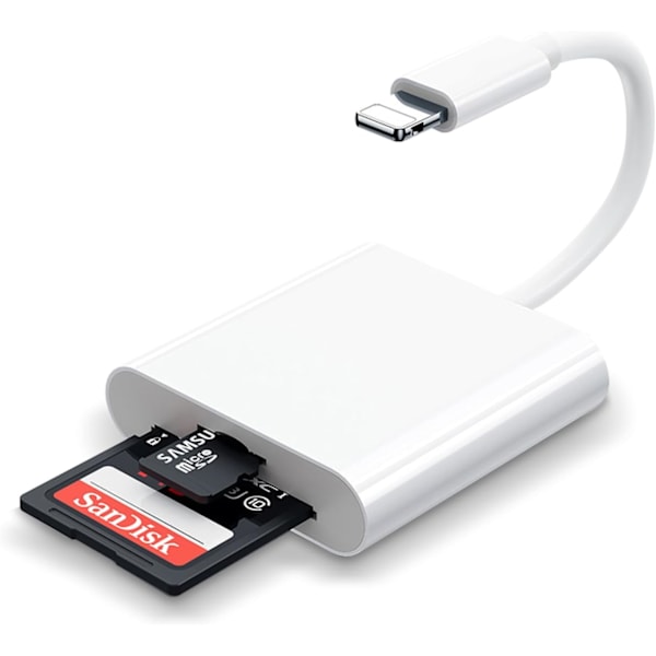 SD-kortlæser til iPhone/iPad, til SD-kort, hukommelseskortadapter, kamerakortlæseradapter, display SD-kortadapterkonverter til iPhone [qb] Dual Slot