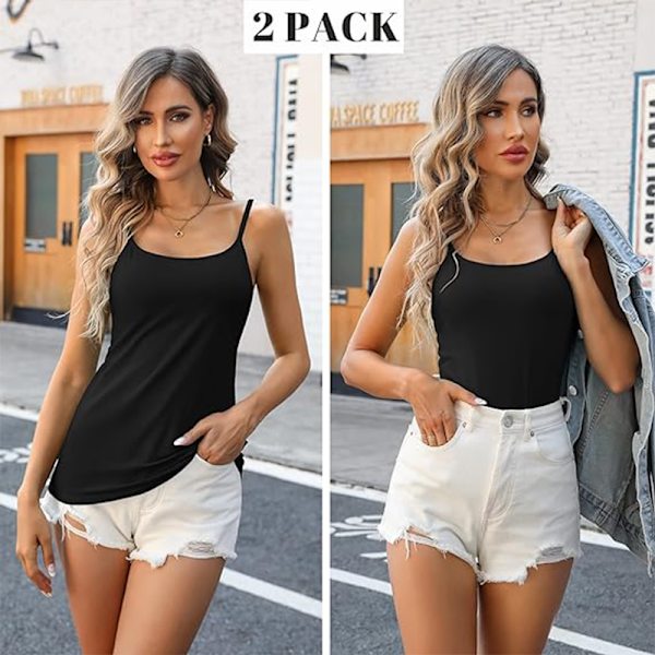 Kvinnors Camisole ärmlös Cami Vest Top Yoga Tank top svart black L