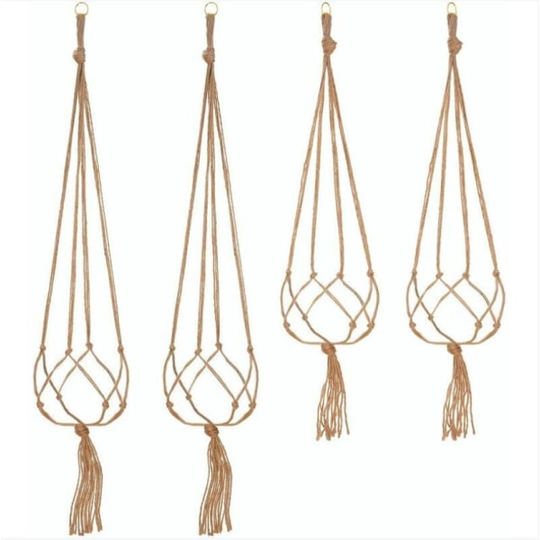 Set of 4 Hangers Plant Macrame Pot Holder Hanging Plant Hanger Indoor Outdoor Garden Decoration with - 2pcs 105cm and 2pcs 90cm, 4ft