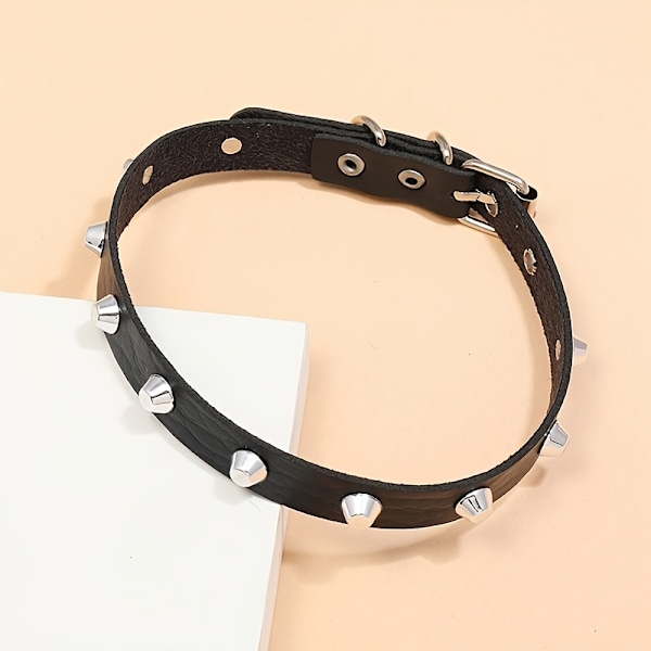 Punk Rock Niitattu PU Nahkainen Kaulakoru Miesten Muoti Niitti Piikki Hobnails Choker Soliskuoppa Kaulakoru Short & Long Alternating Nails