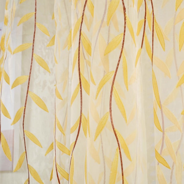 Blomstergardiner Rullegardiner Voile Rumgardin Gennemsigtigt Panel Tørklæde Gul Yellow 100X200cm