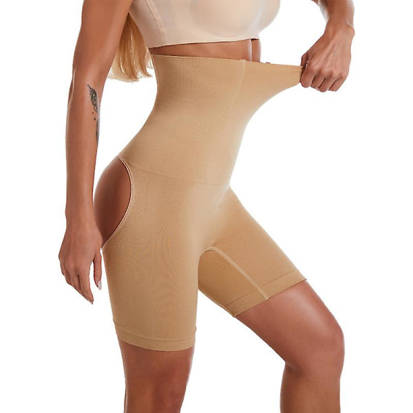 Underkläder Högt Midja Kvinnor Stjärtlyft Kalsonger Kroppsformande Shapewear Höftförstärkare Shorts Slankning Aprikos Apricot ML