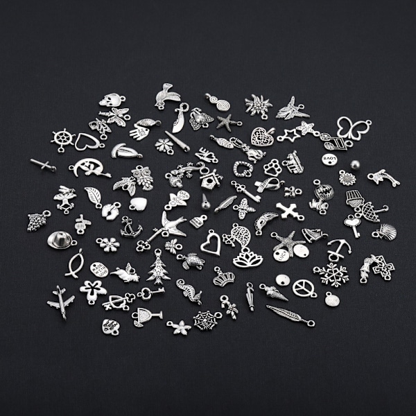 100 stk Sølv Charms Vedhæng til DIY Smykketilbehør Sølv - Perfekt