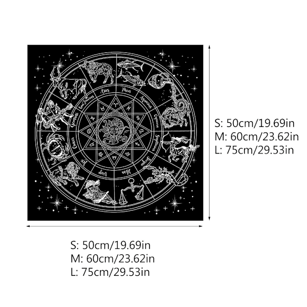 23x23 Tum Flanell Tarotduk Runspådom Altare Tarot Patch Skydd för Magiker Daglig Brädspel Kortunderlägg 0.1 75*75cm