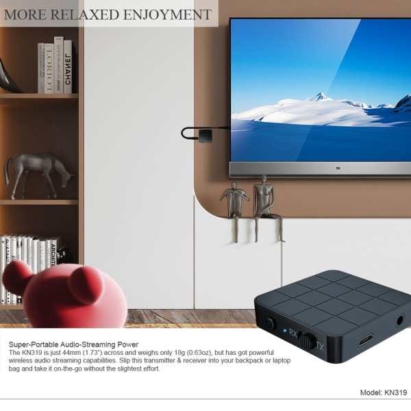 2 i 1 Bluetooth 5.0 Adapter Trådløs sender modtager