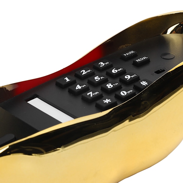 Guldpläterad läppformad telefon med telefonledning för hem, kontor och hotell