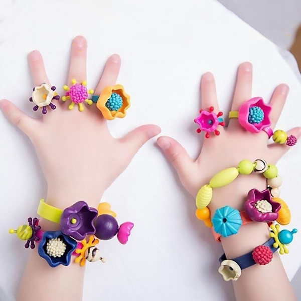 188 st Pop Beads Set för barn Smycken Tillverkning Rolig DIY Hårband Ringar Leksaker för Pojkar Flickor Barn 188 capsules