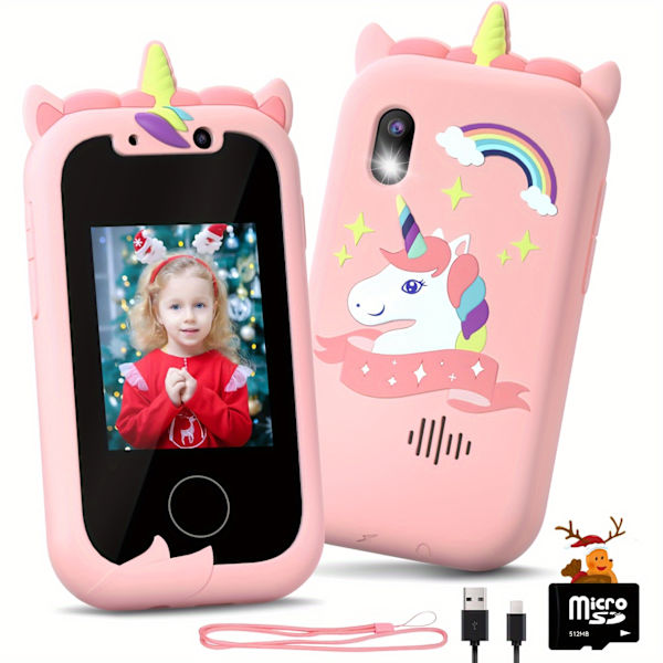 Barnens bärbara lärande mobiltelefonleksaker, barns smarttelefonleksaker för flickor pink