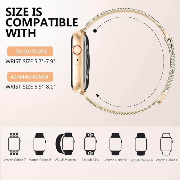 Metallband kompatibel med Apple Watch -band 40mm 38mm 41mm Rose Gold-WELLNGS Rose Gold Rose Gold 38/40/41mm