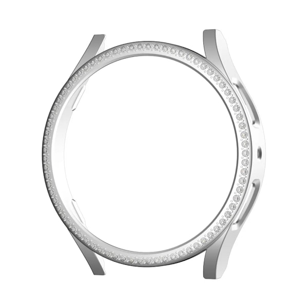 Etui til Samsung Galaxy Watch 6 5 4 40mm 44mm Etui PC Enkeltlinje Diamantbelagt Blank Cover Bumper Uden Glas Sølv Silver Galaxy Watch6 44mm