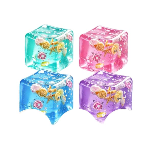 Ocean Shell Squishy Cube Stress Relief Sensorisk Fidget Klämleksak Blue