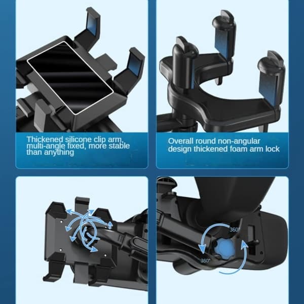 Bilbackspejltelefonholder, Universal 360 graders roterende C