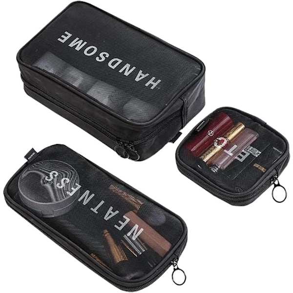 Set med 3 reseväskor Organizer Toalettartiklar Trifold Förvaringsväska Påse Packning Platsbesparande Väska Makeup Borste Väska Väska Personlig