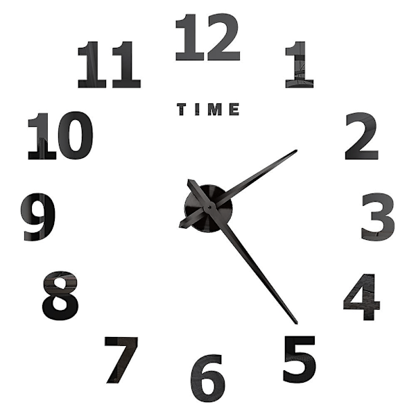 3D Stor Väggklocka DIY Akryl Spegel Klocka Dekal Överdimensionerad Klocka Klockor Europa Horloge Vardagsrum Heminredning Flera Stilar Svart M Black M 47 inches (80-120cm)