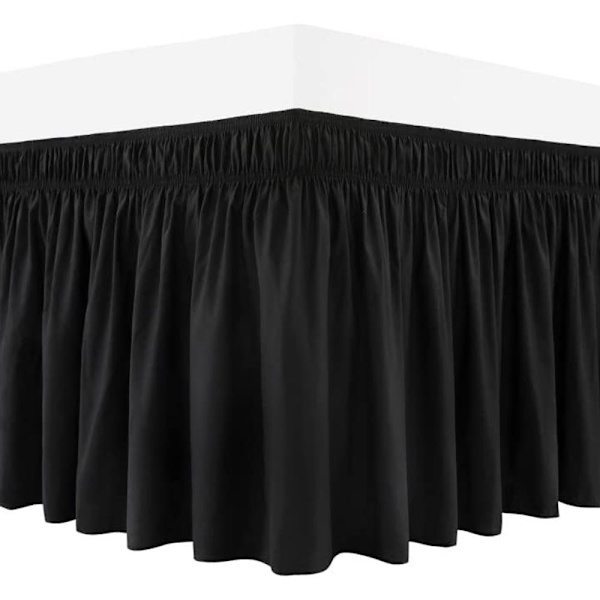 Sengeskørt elastisk sengeskørt Sort Black 100x200x38cm