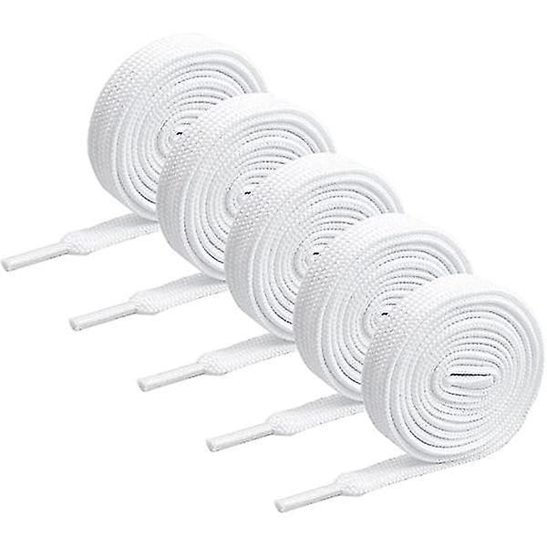 5 pairs of flat shoelaces, 140 x 0.8 cm White shoelaces Dura