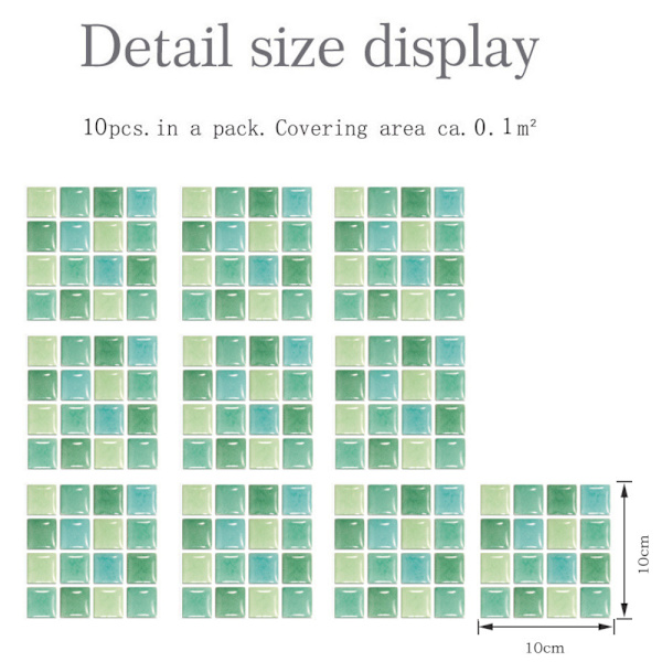 90 Pack DIY Mosaik Väggdekal Vattentät Heminredning D D 90PCS