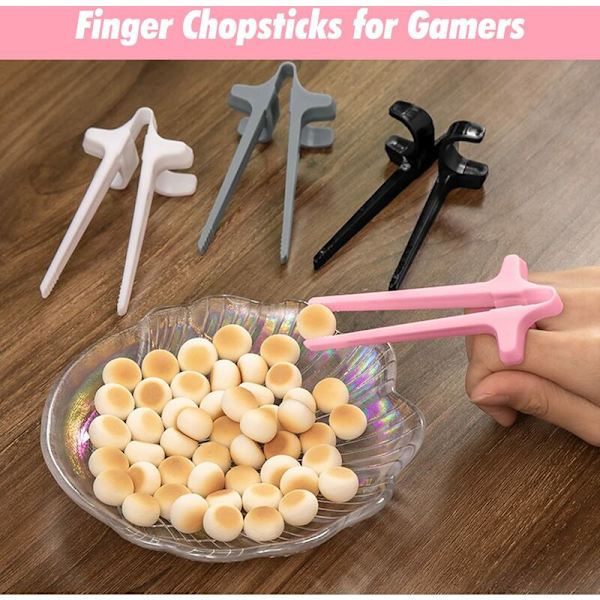 8 stk. Finger Chopsticks Finger Chopsticks Gamer Lazy Helper Kreative Gamer Tilbehør Finger Chopsticks til Gamer Snack Chips Spil (9,7 x 4,5 cm)