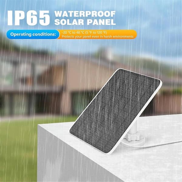Solcellepanel for Ring Doorbell, 5W Solcellepanel