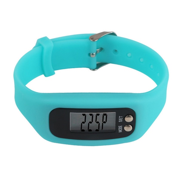 Klokke med LCD-skjerm, enkel betjening, treningsarmbånd for gange, digital skritteller Light Blue