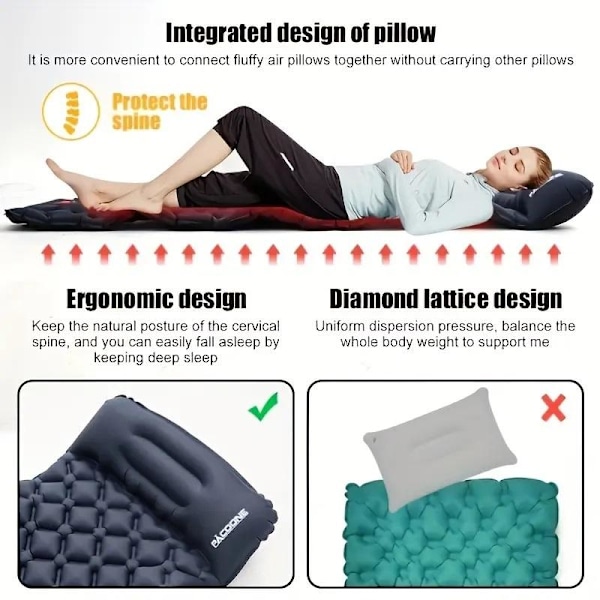 Luftmadras Ultralet Oppustelig Luftmadras til Camping Indbygget Pumpe Sort Black BLACK