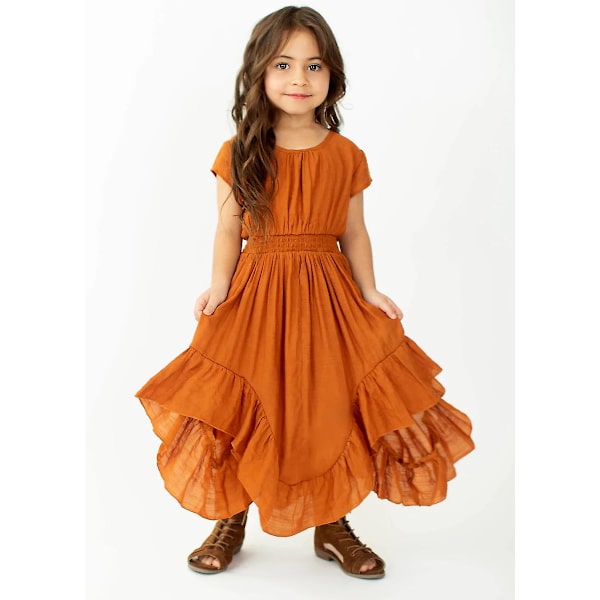 Plus Size Princess Flickor Bomull Spets Fest Tonåringar Långa Klänningar Baby Barn Blomsterflicka Bröllop Födelsedag Barnkläder För 6-14y Mörkgrå Dark Grey 6