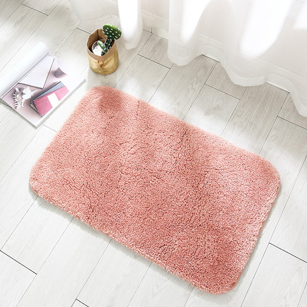 Høj plys fortykket gulvmåtte tæppe, simpel køkken- og badeværelsesdørmåtte, skridsikker badeværelsesmåtte, absorberende fodmåtte pink